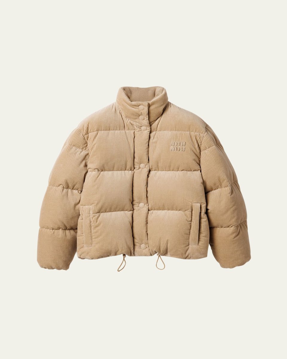 Corduroy Down Puffer Logo Jacket